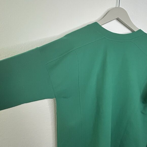 J. Jill FIT Women's VNeck Knit Long Sleeve Top Green Navy Size S preppy minimal - Picture 5 of 10
